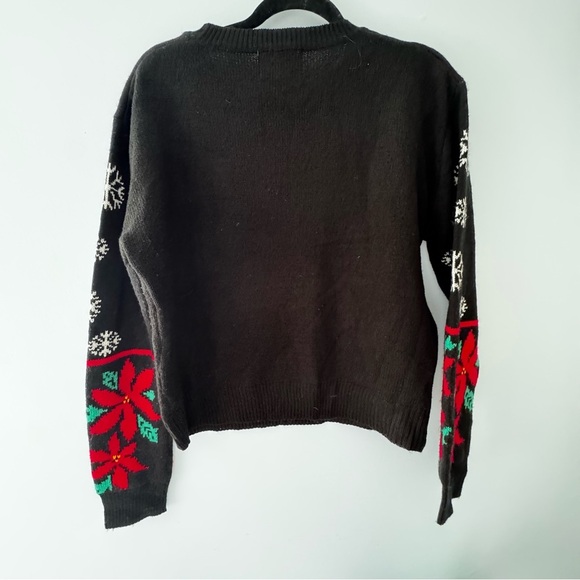 Vintage 80s HappyHolidaysChristmas Sweater Festive Knit with Snowman, Wreath - Picture 3 of 6